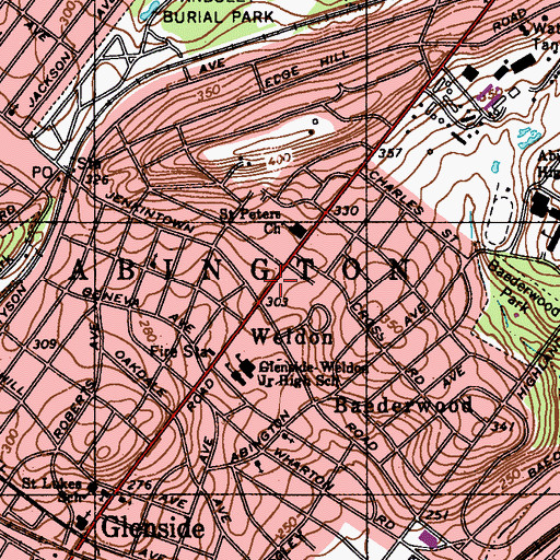 Topographic Map of Weldon, PA