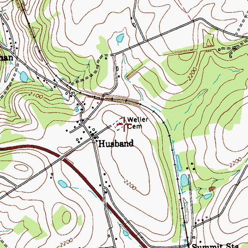 Topographic Map of Weller Cemetery, PA