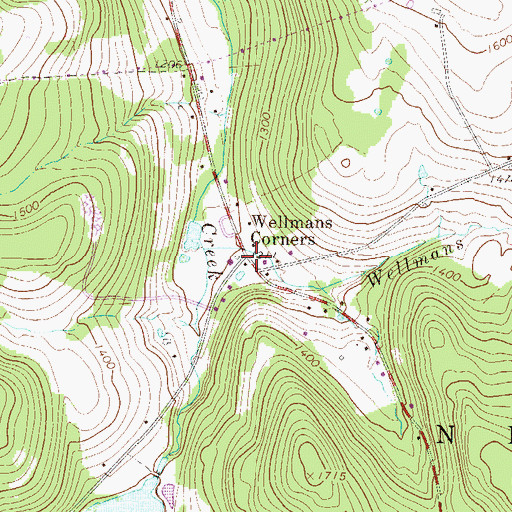 Topographic Map of Wellmans Corners, PA