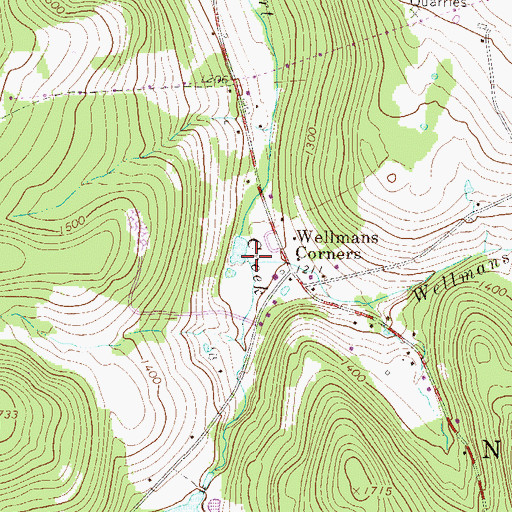 Topographic Map of Wellmans Creek, PA