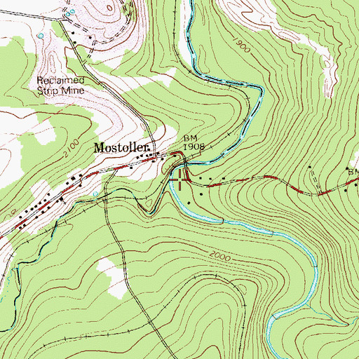 Topographic Map of Wells Creek, PA