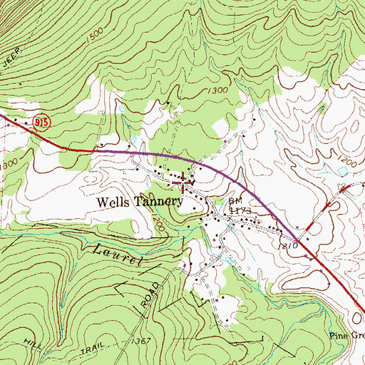 Topographic Map of Wells Tannery, PA