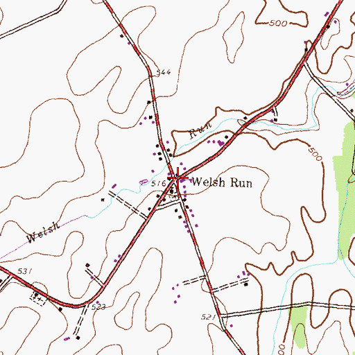 Topographic Map of Welsh Run, PA