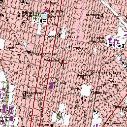 Topographic Map of Welsh School, PA
