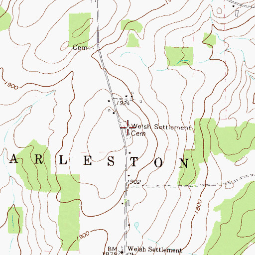 Topographic Map of Welsh Settlement Cemetery, PA