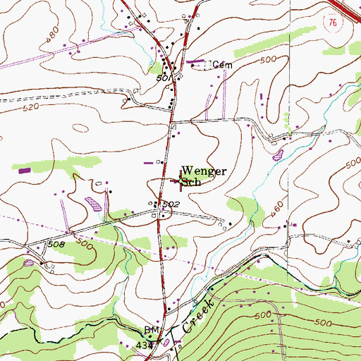 Topographic Map of Wenger School, PA