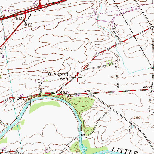 Topographic Map of Wenger School, PA