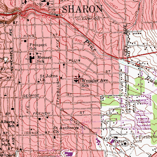 Topographic Map of Wengler Avenue School, PA