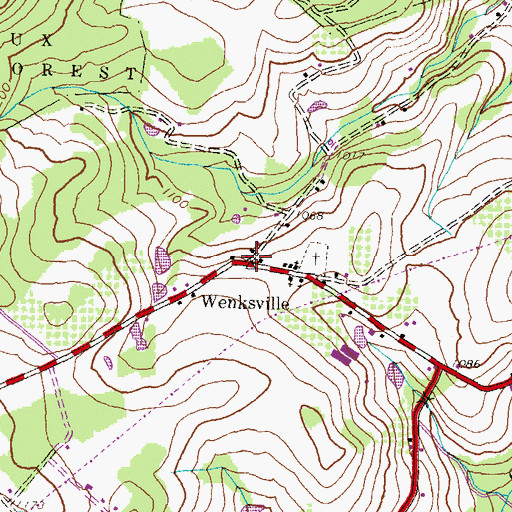 Topographic Map of Wenksville, PA