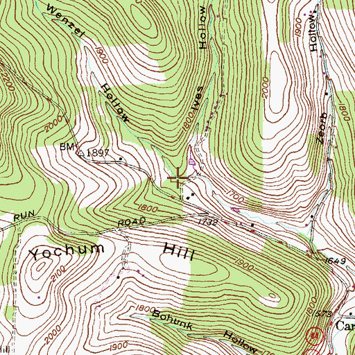 Topographic Map of Wenzel Hollow, PA