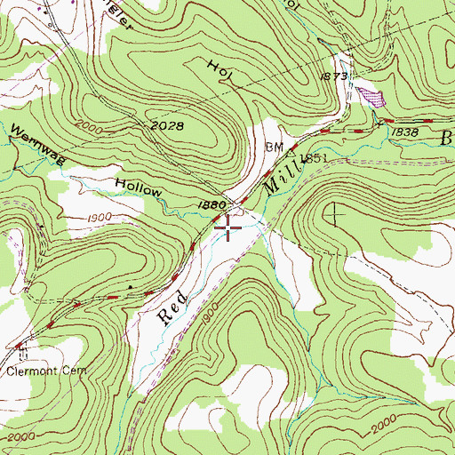 Topographic Map of Wernwag Hollow, PA