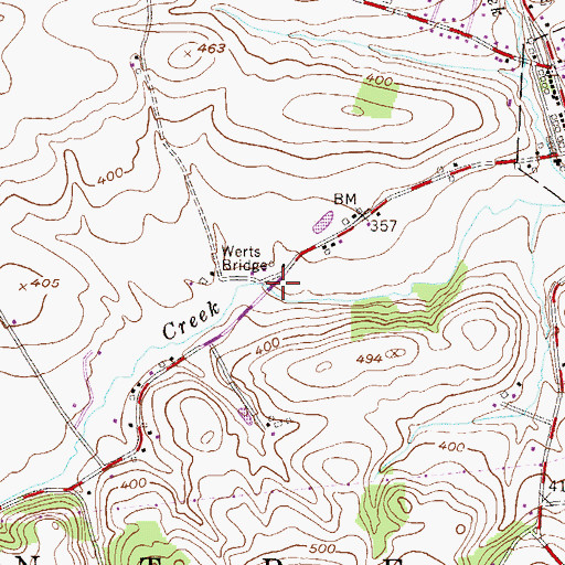 Topographic Map of Werts Bridge, PA