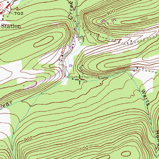 Topographic Map of Werts Hollow, PA