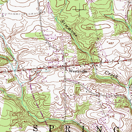 Topographic Map of Wertzville, PA