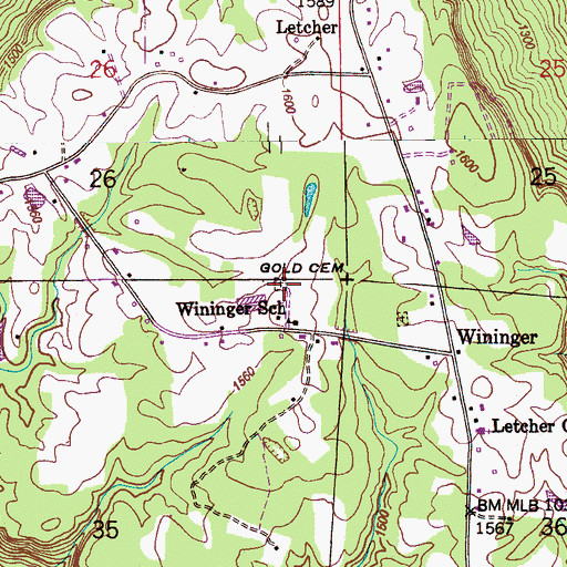 Topographic Map of Gold Cemetery, AL