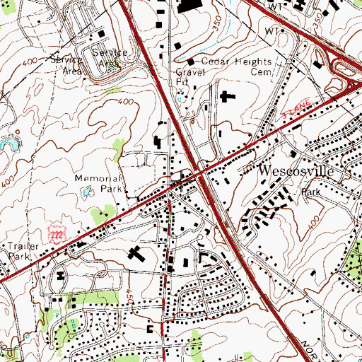 Topographic Map of Wescosville, PA