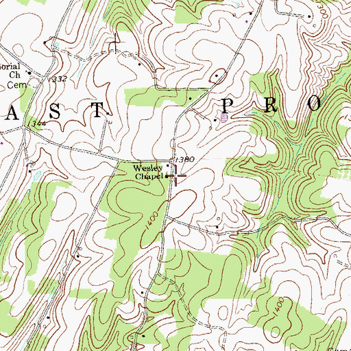 Topographic Map of Wesley Chapel, PA