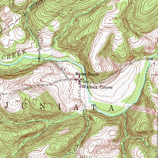 Topographic Map of Wesley Chapel, PA