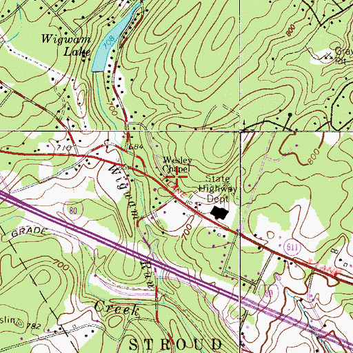 Topographic Map of Wesley Chapel, PA