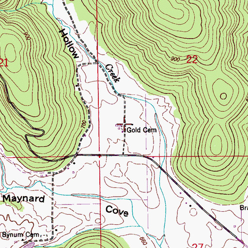 Topographic Map of Gold Cemetery, AL