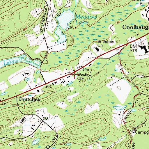 Topographic Map of Wesley Church, PA