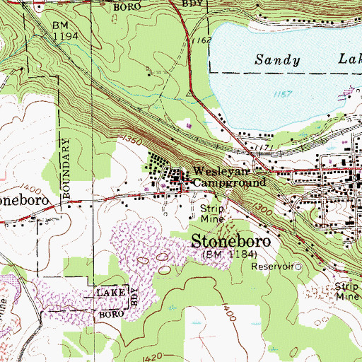 Topographic Map of Wesleyan Campground, PA