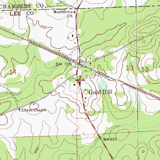 Topographic Map of Gold Hill, AL