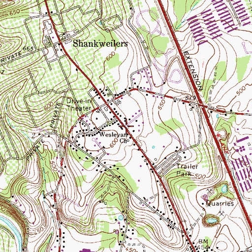 Topographic Map of Wesleyan Church, PA