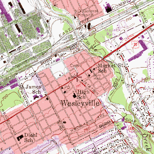 Topographic Map of Wesleyville, PA