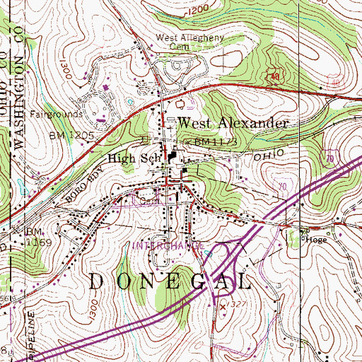 Topographic Map of West Alexander, PA