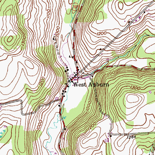 Topographic Map of West Auburn, PA