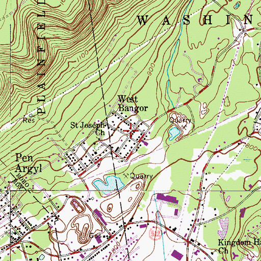 Topographic Map of West Bangor, PA