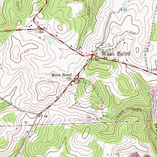 Topographic Map of West Bend Church, PA