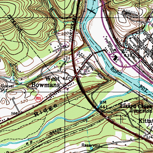 Topographic Map of West Bowmans, PA