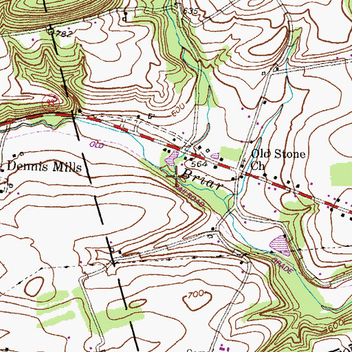 Topographic Map of West Branch Briar Creek, PA