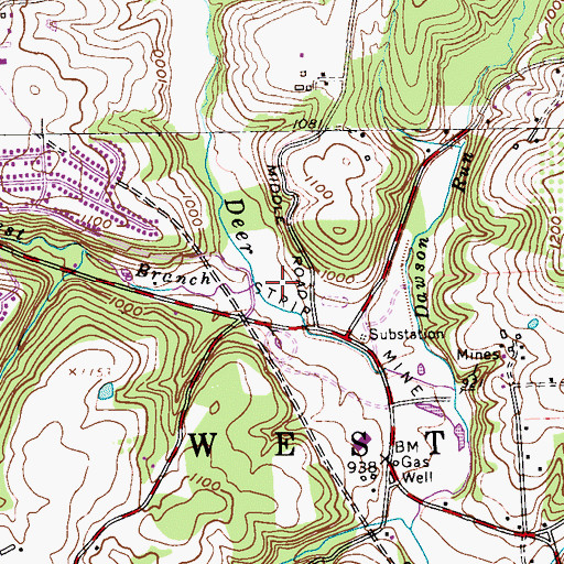 Topographic Map of West Branch Deer Creek, PA