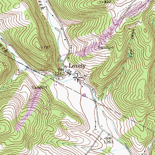 Topographic Map of West Branch Georges Creek, PA