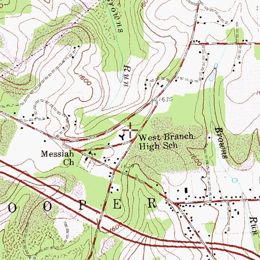 Topographic Map of West Branch High School, PA