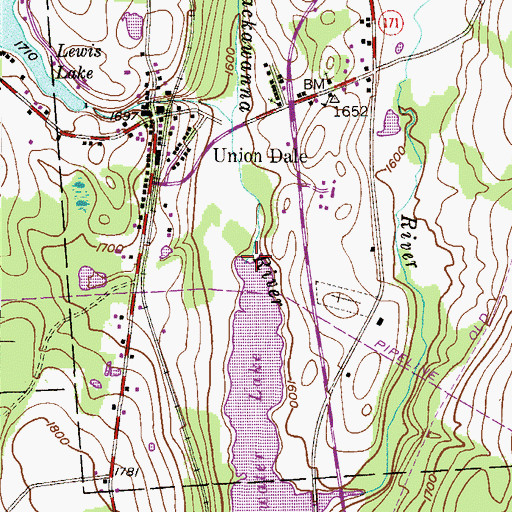 Topographic Map of West Branch Lackawanna River, PA