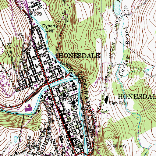 Topographic Map of West Branch Lackawaxen River, PA