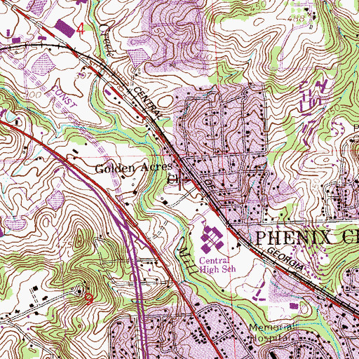 Topographic Map of Golden Acres Church, AL
