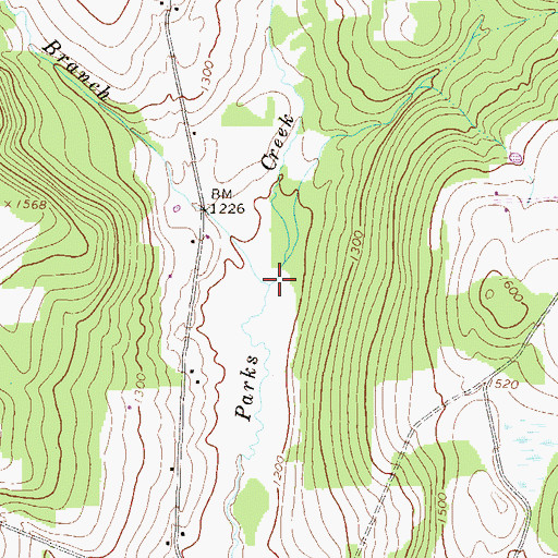 Topographic Map of West Branch Parks Creek, PA