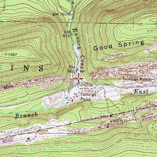 Topographic Map of West Branch Rausch Creek, PA