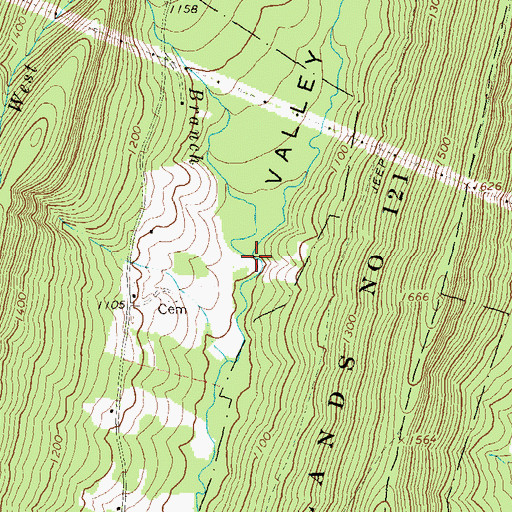 Topographic Map of West Branch Roaring Run, PA