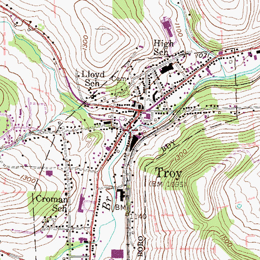 Topographic Map of West Branch Sugar Creek, PA