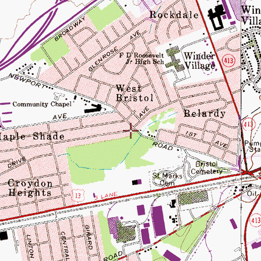 Topographic Map of West Bristol, PA