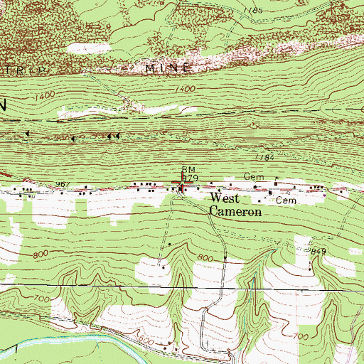 Topographic Map of West Cameron, PA