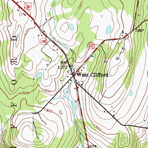 Topographic Map of West Clifford, PA