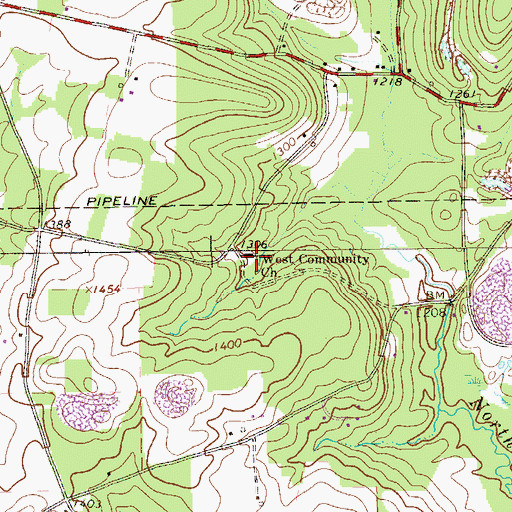 Topographic Map of West Community Church, PA