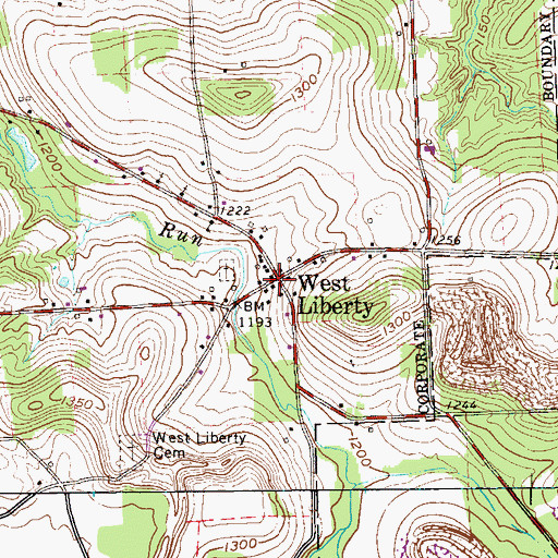 Topographic Map of West Liberty, PA